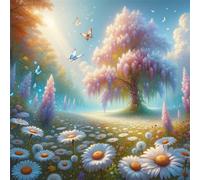 Umfarvt 5D Daisy Tree Diamond Painting Kits for Adults Kids,DIY Square Full Drill diamond art painting kits,Canvas Embroidery Diamond Art Craft for Home Wall Decor 30x30cm