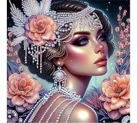 Umfarvt 5D Dama de la Perla Diamond Painting Kit Completo,diamond painting Art kit para Adultos,DIY Round Cristal Pintura de Diamante Bordado Punto de Cruz Manualidades para Decor Hogar 70x70cm