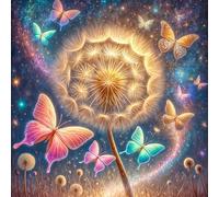 Umfarvt 5D Dandelion Butterfly Diamond Painting Kits for Adults Kids,DIY Round Full Drill diamond art painting kits,Canvas Embroidery Diamond Art Craft for Home Wall Decor 50x50cm
