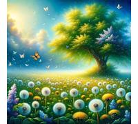 Umfarvt 5D Dandelion Tree Diamond Painting Kits for Adults Kids,DIY Square Full Drill diamond art painting kits,Canvas Embroidery Diamond Art Craft for Home Wall Decor 60x60cm