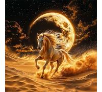 Umfarvt 5D Desert Horse Diamond Painting Kits for Adults Kids,DIY Square Full Drill diamond art painting kits,Canvas Embroidery Diamond Art Craft for Home Wall Decor 50x50cm