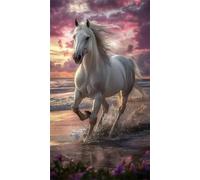 Umfarvt 5D Diamond Art Painting,Horse Sea diamond painting Kits for Adults,DIY Round Full Drill Canvas Embroidery Cross Stitch,Diamond Arts Crafts Painting Pictures for Home Wall Decor 40x90cm