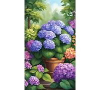 Umfarvt 5D Diamond Art Painting,Hydrangea Plant diamond painting Kits for Adults,DIY Round Full Drill Canvas Embroidery Cross Stitch,Diamond Arts Crafts Painting Pictures for Home Wall Decor 20x50cm