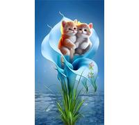 Umfarvt 5D Diamond Art Painting,Iris Cat diamond painting Kits for Adults,DIY Square Full Drill Canvas Embroidery Cross Stitch,Diamond Arts Crafts Painting Pictures for Home Wall Decor 20x50cm