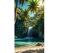 Umfarvt 5D Diamond Art Painting,Lake Palm Trees diamond painting Kits for Adults,DIY Square Full Drill Canvas Embroidery Cross Stitch,Diamond Arts Crafts Painting Pictures for Home Wall Decor 20x50cm
