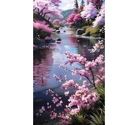 Umfarvt 5D Diamond Art Painting,Lake Tree diamond painting Kits for Adults,DIY Round Full Drill Canvas Embroidery Cross Stitch,Diamond Arts Crafts Painting Pictures for Home Wall Decor 80x170cm