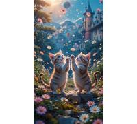 Umfarvt 5D Diamond Art Painting,Love Cat Daisy diamond painting Kits for Adults,DIY Square Full Drill Canvas Embroidery Cross Stitch,Diamond Arts Crafts Painting Pictures for Home Wall Decor 90x190cm