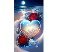 Umfarvt 5D Diamond Art Painting,Love Rose Red diamond painting Kits for Adults,DIY Square Full Drill Canvas Embroidery Cross Stitch,Diamond Arts Crafts Painting Pictures for Home Wall Decor 20x50cm