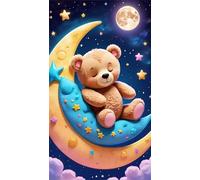 Umfarvt 5D Diamond Art Painting,Moon Bear diamond painting Kits for Adults,DIY Round Full Drill Canvas Embroidery Cross Stitch,Diamond Arts Crafts Painting Pictures for Home Wall Decor 30x70cm
