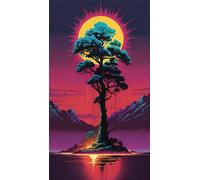 Umfarvt 5D Diamond Art Painting,Moon Blue Tree diamond painting Kits for Adults,DIY Round Full Drill Canvas Embroidery Cross Stitch,Diamond Arts Crafts Painting Pictures for Home Wall Decor 60x130cm