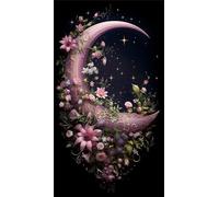 Umfarvt 5D Diamond Art Painting,Moon Flower diamond painting Kits for Adults,DIY Square Full Drill Canvas Embroidery Cross Stitch,Diamond Arts Crafts Painting Pictures for Home Wall Decor 70x150cm