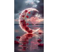 Umfarvt 5D Diamond Art Painting,Moon Sea Rose diamond painting Kits for Adults,DIY Square Full Drill Canvas Embroidery Cross Stitch,Diamond Arts Crafts Painting Pictures for Home Wall Decor 40x90cm