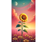 Umfarvt 5D Diamond Art Painting,Moon Sunflower diamond painting Kits for Adults,DIY Square Full Drill Canvas Embroidery Cross Stitch,Diamond Arts Crafts Painting Pictures for Home Wall Decor 40x90cm