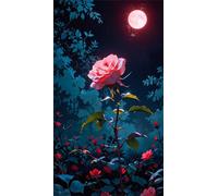 Umfarvt 5D Diamond Art Painting,Night Rose Moon diamond painting Kits for Adults,DIY Round Full Drill Canvas Embroidery Cross Stitch,Diamond Arts Crafts Painting Pictures for Home Wall Decor 50x110cm
