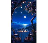 Umfarvt 5D Diamond Art Painting,Night Sea Tree diamond painting Kits for Adults,DIY Square Full Drill Canvas Embroidery Cross Stitch,Diamond Arts Crafts Painting Pictures for Home Wall Decor 70x150cm