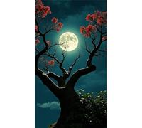 Umfarvt 5D Diamond Art Painting,Night Tree Moon diamond painting Kits for Adults,DIY Round Full Drill Canvas Embroidery Cross Stitch,Diamond Arts Crafts Painting Pictures for Home Wall Decor 30x70cm