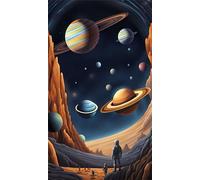 Umfarvt 5D Diamond Art Painting,Planet Mountain diamond painting Kits for Adults,DIY Square Full Drill Canvas Embroidery Cross Stitch,Diamond Arts Crafts Painting Pictures for Home Wall Decor 40x90cm