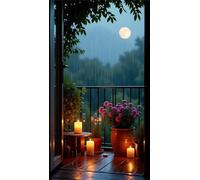 Umfarvt 5D Diamond Art Painting,Rain Moon Candle diamond painting Kits for Adults,DIY Round Full Drill Canvas Embroidery Cross Stitch,Diamond Arts Crafts Painting Pictures for Home Wall Decor 20x50cm