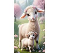 Umfarvt 5D Diamond Art Painting,Sheep House diamond painting Kits for Adults,DIY Square Full Drill Canvas Embroidery Cross Stitch,Diamond Arts Crafts Painting Pictures for Home Wall Decor 60x130cm