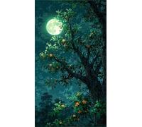 Umfarvt 5D Diamond Painting Kit,Árbol Luna Verde Diamond Painting Kit Completo para Adultos,DIY Round Drill Cristal Pintura de Diamantes Bordado Punto de Cruz Kit para Decoración Hogar 100x210cm