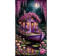 Umfarvt 5D Diamond Painting Kit,Casa Abstracta Barco Diamond Painting Kit Completo para Adultos,DIY Square Drill Cristal Pintura de Diamantes Bordado Punto de Cruz Kit para Decoración Hogar 40x90cm