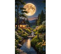 Umfarvt 5D Diamond Painting Kit,Casa Moon River Diamond Painting Kit Completo para Adultos,DIY Square Drill Cristal Pintura de Diamantes Bordado Punto de Cruz Kit para Decoración Hogar 30x70cm