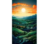 Umfarvt 5D Diamond Painting Kit Completo,Amanecer en las montañas Diamond Art Kits para Adultos,DIY Square Drill Rhinestone Bordado Punto De Cruz Artes Manualidade Para Decoración de Pared 40x90cm