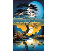 Umfarvt 5D Diamond Painting Kit Completo,Árbol de la luna del lago Diamond Art Kits para Adultos,DIY Square Drill Rhinestone Bordado Punto De Cruz Artes Manualidade Para Decoración de Pared 90x190cm