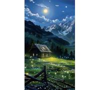 Umfarvt 5D Diamond Painting Kit Completo,Casa Campo Luna Diamond Art Kits para Adultos,DIY Square Drill Rhinestone Bordado Punto De Cruz Artes Manualidade Para Decoración de Pared 40x90cm