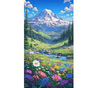 Umfarvt 5D Diamond Painting Kit Completo,Grassland Flowers Creek Diamond Art Kits para Adultos,DIY Round Drill Rhinestone Bordado Punto De Cruz Artes Manualidade Para Decoración de Pared 40x90cm