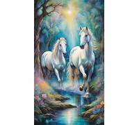 Umfarvt 5D Diamond Painting Kit Completo,Horse Creek Diamond Art Kits para Adultos,DIY Round Drill Rhinestone Bordado Punto De Cruz Artes Manualidade Para Decoración de Pared 100x210cm