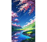 Umfarvt 5D Diamond Painting Kit Completo,Naturaleza Río Cielo Diamond Art Kits para Adultos,DIY Square Drill Rhinestone Bordado Punto De Cruz Artes Manualidade Para Decoración de Pared 60x130cm