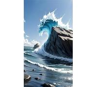 Umfarvt 5D Diamond Painting Kit Completo,Olas del mar Diamond Art Kits para Adultos,DIY Round Drill Rhinestone Bordado Punto De Cruz Artes Manualidade Para Decoración de Pared 100x210cm
