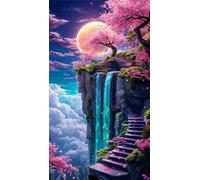 Umfarvt 5D Diamond Painting Kit Completo,Río del Árbol de la Luna Diamond Art Kits para Adultos,DIY Square Drill Rhinestone Bordado Punto De Cruz Artes Manualidade Para Decoración de Pared 80x170cm