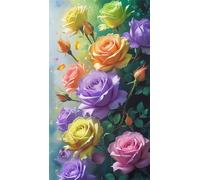 Umfarvt 5D Diamond Painting Kit Completo,Rosa amarilla púrpura Diamond Art Kits para Adultos,DIY Round Drill Rhinestone Bordado Punto De Cruz Artes Manualidade Para Decoración de Pared 100x210cm