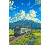 Umfarvt 5D Diamond Painting Kit Completo Volcán, Kit de Pintura de Diamantes Tren rural, 95x115cm Diamond Art para Adultos, DIY Square Rhinestones Bordado Punto de Cruz para Decoración Hogar