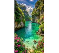 Umfarvt 5D Diamond Painting Kit,Montañas Lago Cielo Diamond Painting Kit Completo para Adultos,DIY Square Drill Cristal Pintura de Diamantes Bordado Punto de Cruz Kit para Decoración Hogar 100x210cm
