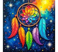 Umfarvt 5D Dreamcatcher Starry Night Diamond Painting Kits for Adults Kids,DIY Square Full Drill diamond art painting kits,Canvas Embroidery Diamond Art Craft for Home Wall Decor 60x60cm