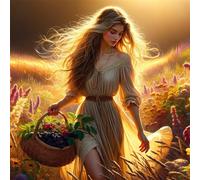 Umfarvt 5D Elegant Girl Diamond Painting Kits for Adults Kids,DIY Round Full Drill diamond art painting kits,Canvas Embroidery Diamond Art Craft for Home Wall Decor 90x90cm