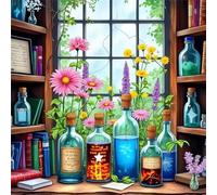 Umfarvt 5D Estantería de plantas Diamond Painting Kit Completo,diamond painting Art kit para Adultos,DIY Round Cristal Pintura de Diamante Bordado Punto de Cruz Manualidades para Decor Hogar 30x30cm