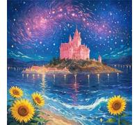 Umfarvt 5D Fantasy Island Castle Diamond Painting Kits for Adults Kids,DIY Round Full Drill diamond art painting kits,Canvas Embroidery Diamond Art Craft for Home Wall Decor 70x70cm
