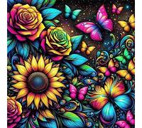 Umfarvt 5D Fashion Florals Diamond Painting Kits for Adults Kids,DIY Square Full Drill diamond art painting kits,Canvas Embroidery Diamond Art Craft for Home Wall Decor 30x30cm