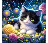 Umfarvt 5D Firefly Cat Diamond Painting Kits for Adults Kids,DIY Square Full Drill diamond art painting kits,Canvas Embroidery Diamond Art Craft for Home Wall Decor 70x70cm