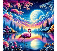 Umfarvt 5D Flamingo Lake Diamond Painting Kits for Adults Kids,DIY Square Full Drill diamond art painting kits,Canvas Embroidery Diamond Art Craft for Home Wall Decor 80x80cm