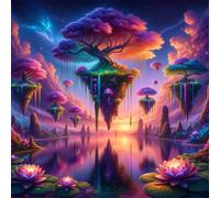 Umfarvt 5D Floating Islands Diamond Painting Kits for Adults Kids,DIY Square Full Drill diamond art painting kits,Canvas Embroidery Diamond Art Craft for Home Wall Decor 30x30cm