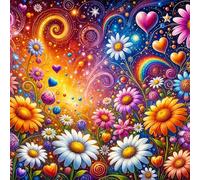 Umfarvt 5D Flores vibrantes Diamond Painting Kit Completo,diamond painting Art kit para Adultos,DIY Round Cristal Pintura de Diamante Bordado Punto de Cruz Manualidades para Decor Hogar 60x60cm