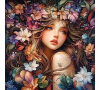 Umfarvt 5D Flower Girl Diamond Painting Kits for Adults Kids,DIY Round Full Drill diamond art painting kits,Canvas Embroidery Diamond Art Craft for Home Wall Decor 100x100cm