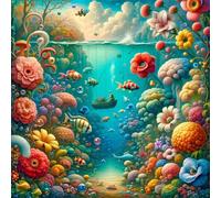 Umfarvt 5D Flowers Undersea Diamond Painting Kits for Adults Kids,DIY Square Full Drill diamond art painting kits,Canvas Embroidery Diamond Art Craft for Home Wall Decor 70x70cm