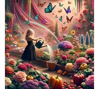 Umfarvt 5D Garden Girl Diamond Painting Kits for Adults Kids,DIY Round Full Drill diamond art painting kits,Canvas Embroidery Diamond Art Craft for Home Wall Decor 60x60cm