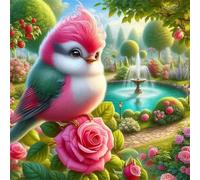 Umfarvt 5D Garden Rose Birds Diamond Painting Kits for Adults Kids,DIY Round Full Drill diamond art painting kits,Canvas Embroidery Diamond Art Craft for Home Wall Decor 40x40cm